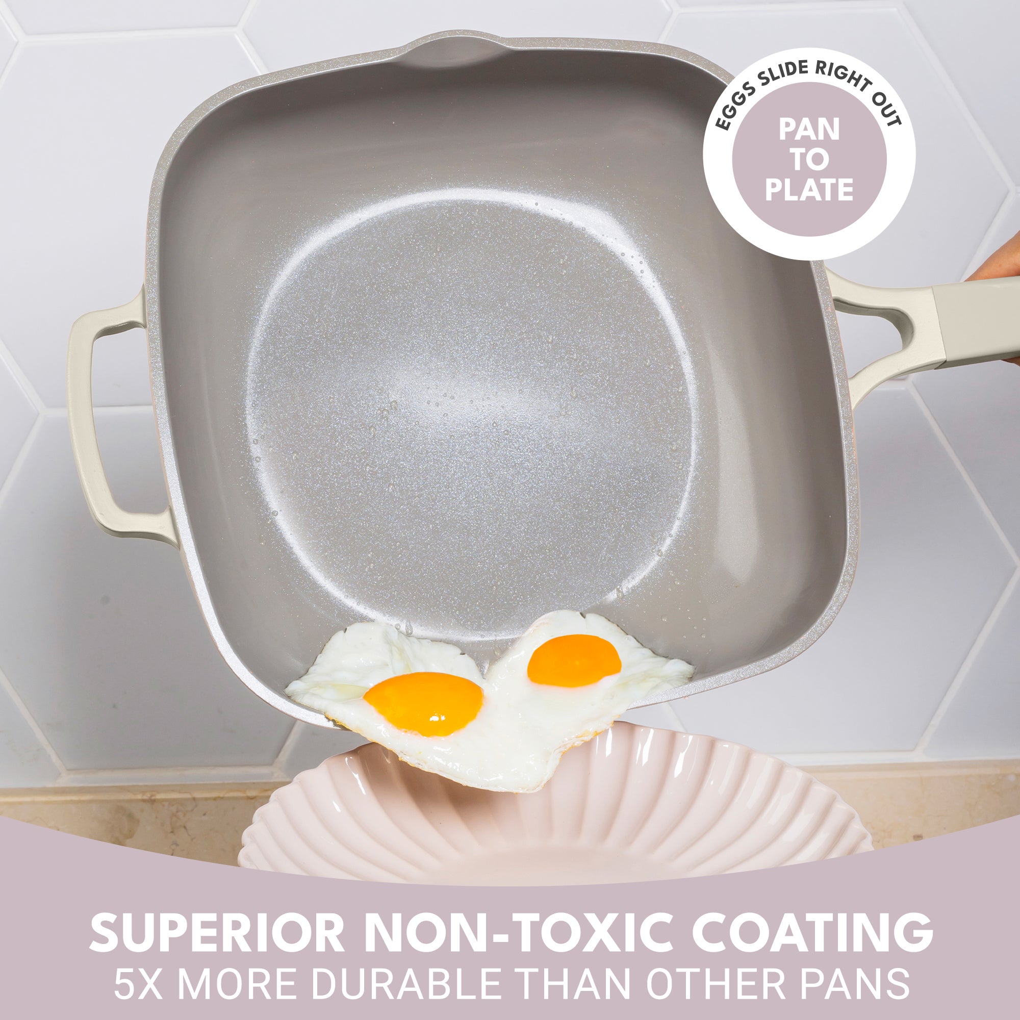 Nonstick Ceramic Saute Pan 12-Inch, Non-toxic Deep Frying Pan Skillet with  Li
