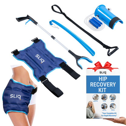 Hip Kit for Seniors Total Hip Replacement Prime Supplies after Hip Surgery, Hip Replacement Recovery Kit, Hip Ice Pack, Grabber Tool, Leg Lifter, Shoe Horn, Sock Aid Device for Seniors, Adl Kit